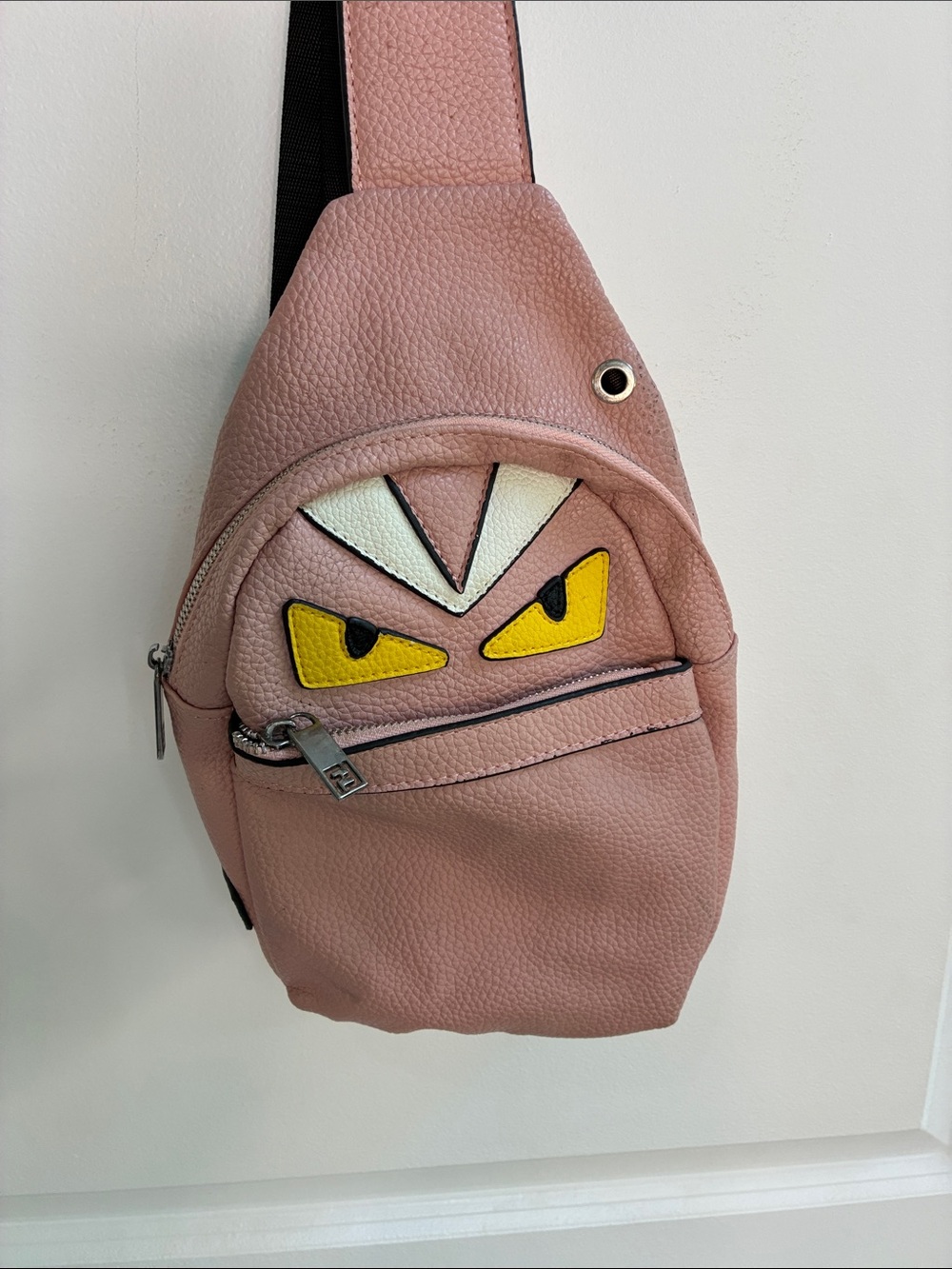 Fendi Blush Pink Pebbled Leather Shoulder Bag with Silver Trim